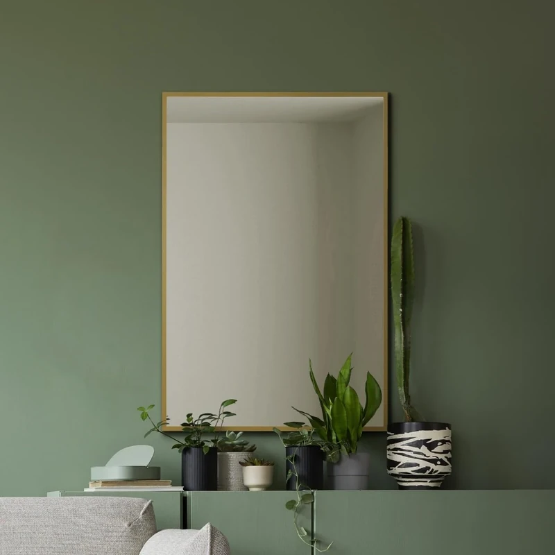 MirrorOutlet The Artus - Gold Modern Aluminium Edged Wall Mirror 24" X 16" (60CM X 40CM) Silver Mirror Glass
