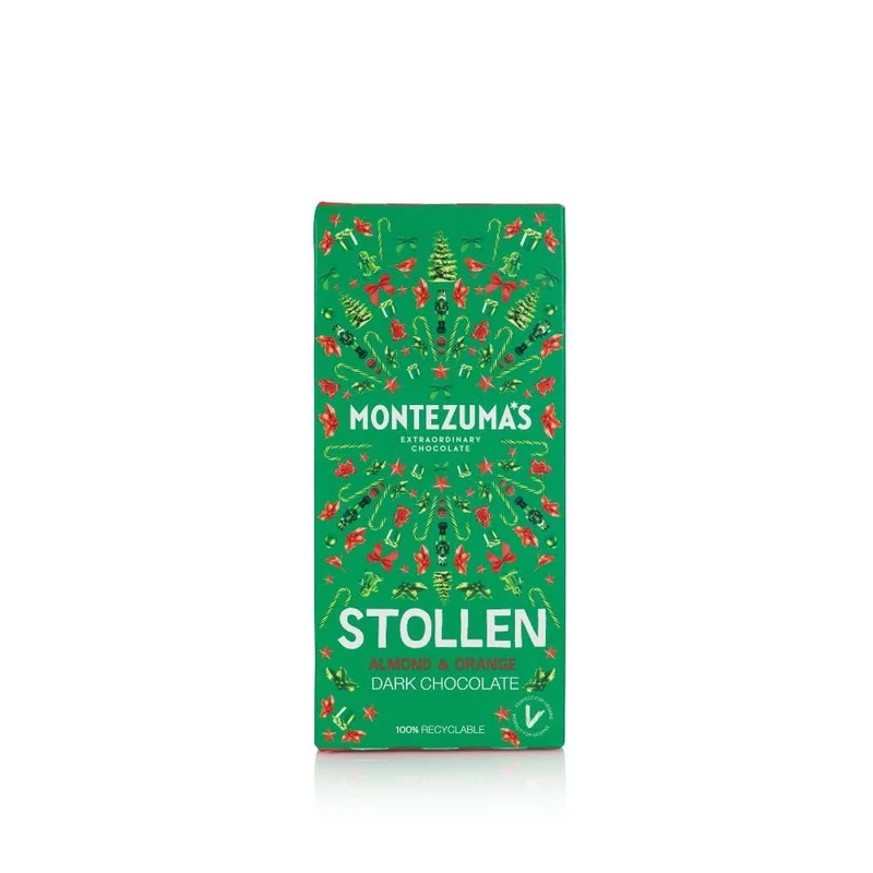 Montezuma's Christmas Stollen Bar, Dark Chocolate with Almond & Orange, 90g