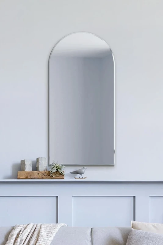 Large Arched Modern Venetian Glass bevelled Wall Mirror 2ft7 x 1ft4 80cm X 40cm