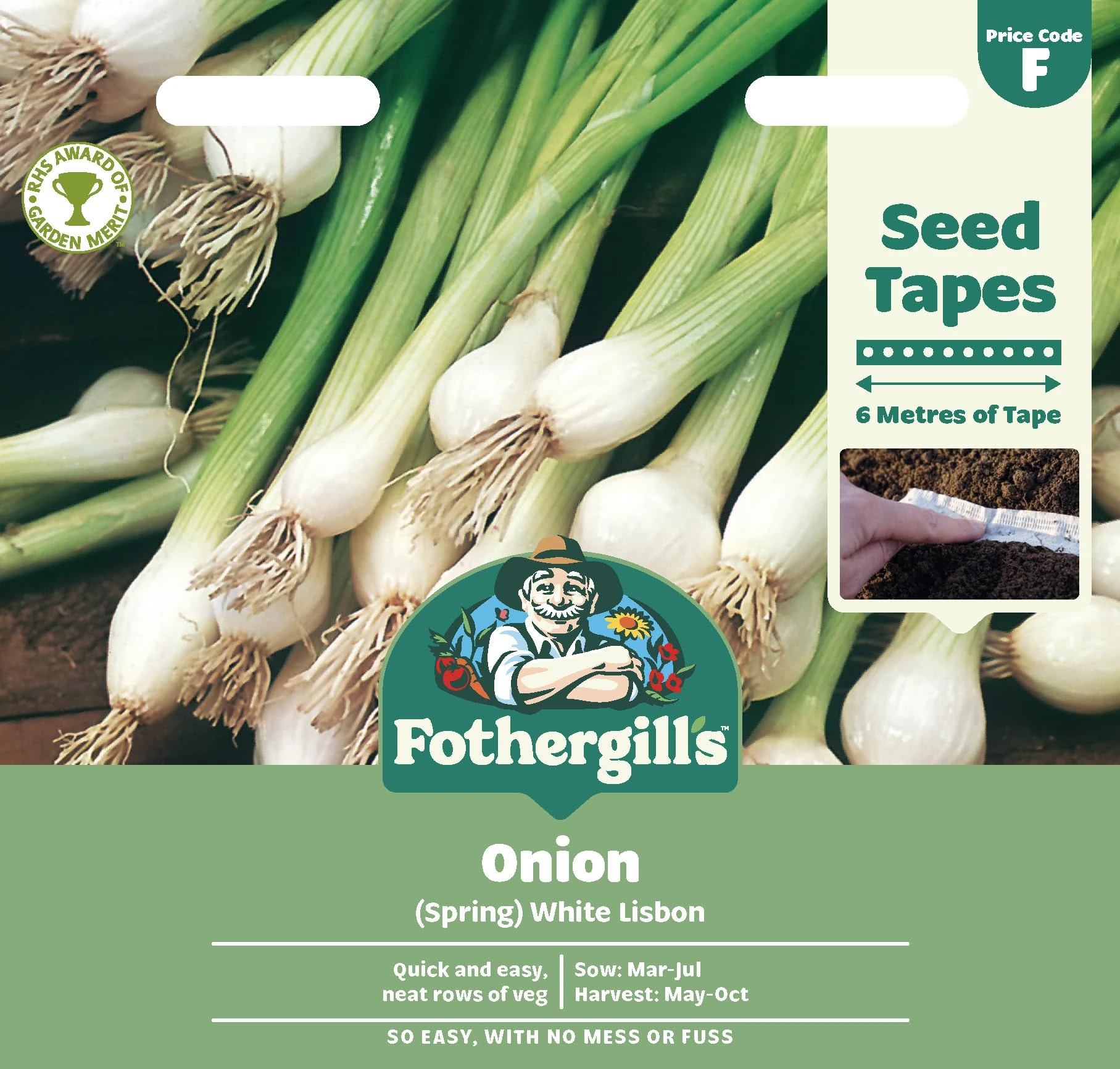 Fothergill's Onion (Spring) White Lisbon Winter Hardy, Vegetable Seeds, 650 Seeds, Sow: Mar-Sep