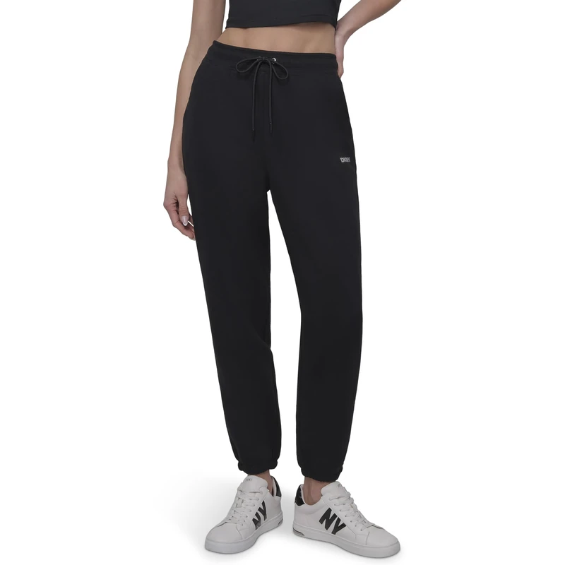 DKNY Womens Mini Stud Logo Relaxed Jogger Sweatpants, Black, XL UK