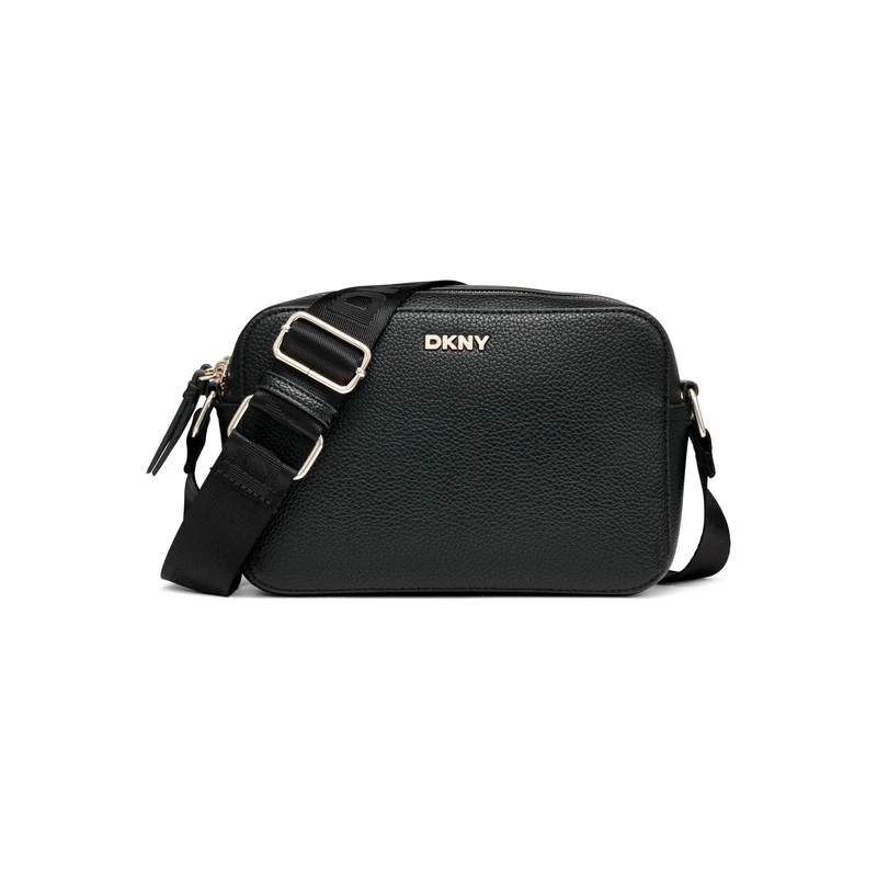 DKNY Women Tutu Double Zip Camera Bag, Black and Gold, Small