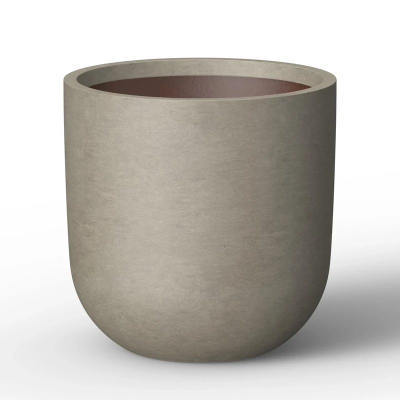 Kante Round Planter, Weathered Concrete, 11" Dia x 11" H