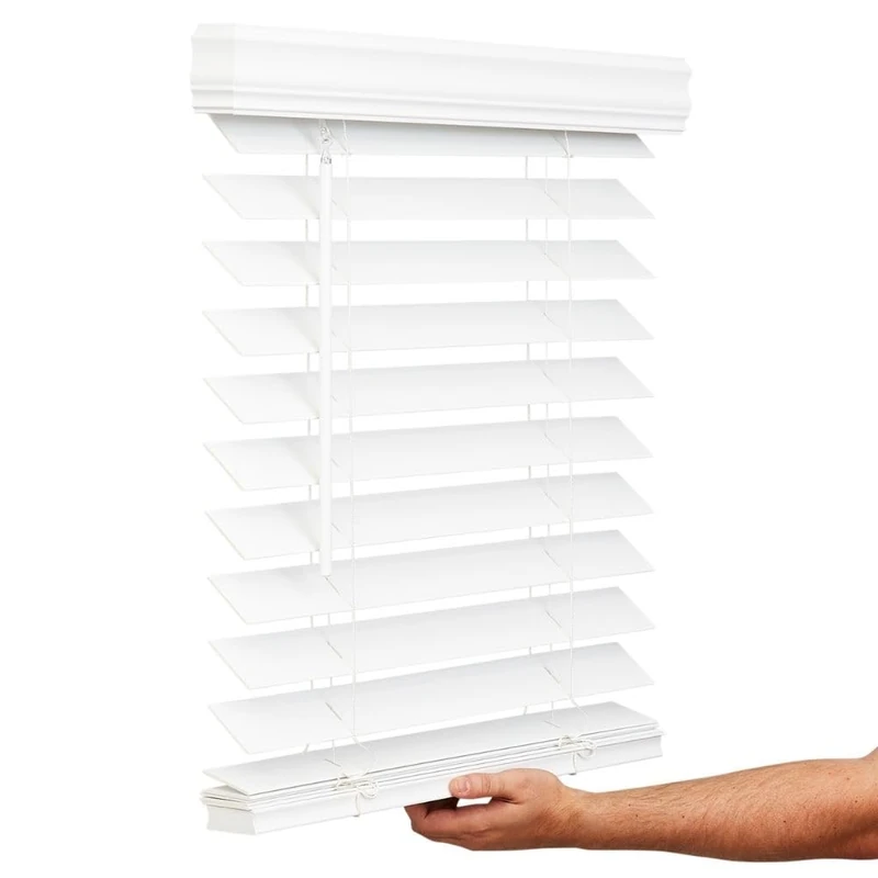 Lotus & Windoware Cordless, 2-1/2 Inch Faux Wood Blind, Window Blinds, Blinds & Shades, Blinds for Indoor Windows, Bright White, Smooth, 13" x 72", Bright White