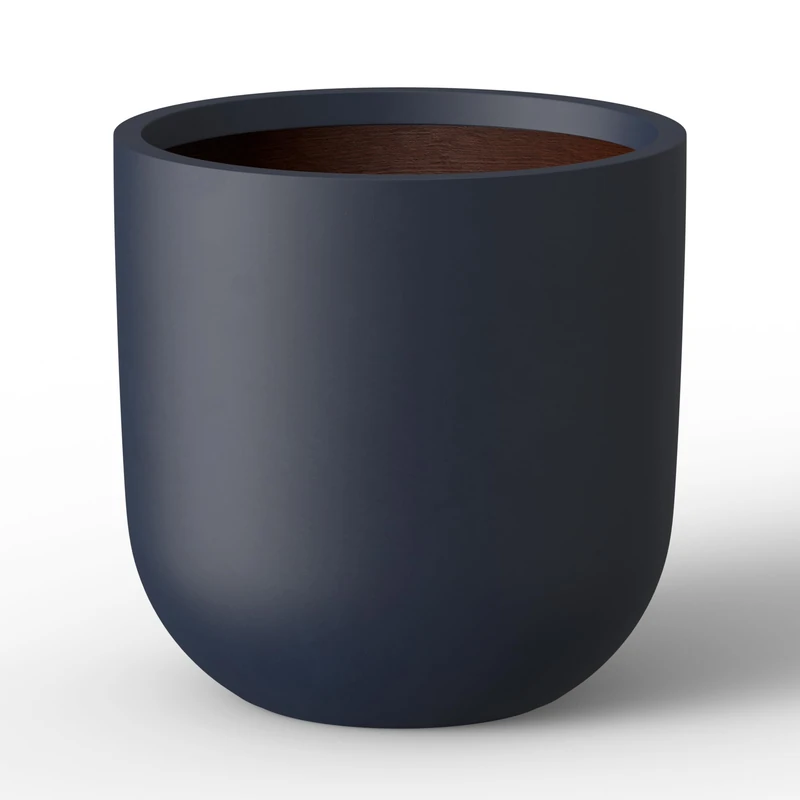 Kante Round Concrete Planter, Charcoal, 16.5" Dia x 16.5" H