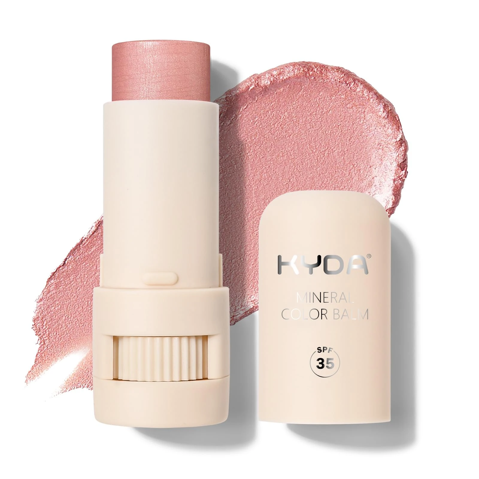 KYDA Mineral Color Balm, SPF 35, Creamy Blendable Color for Lips&Cheeks Tint, Buildable Shimmer Finish, Lightweight Formula, Multiuse Makeup Stick