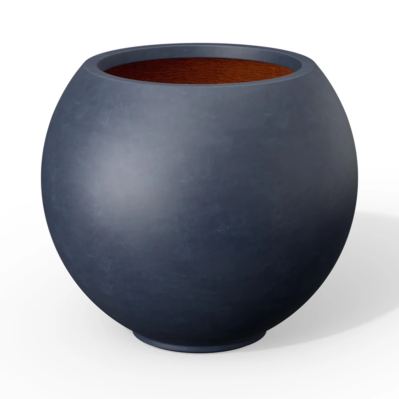 Kante Round Concrete Planter, Charcoal, 11" Dia x 9.4" H - Image 1