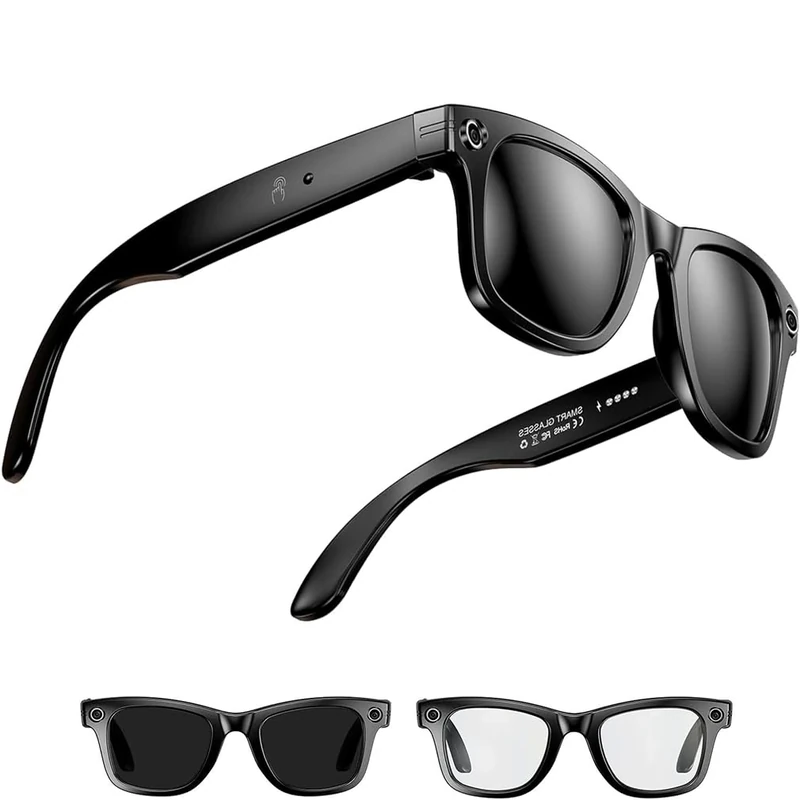 Cyanvue Ai Smart Glasses, 8mp Camera Glasses with Music & Call Features, Smart Audio Glasses with Bluetooth Speaker, Camera Glasses, Bluetooth 5.3 Audio Glasses, Polarized Sunglasses For Men Women (B)