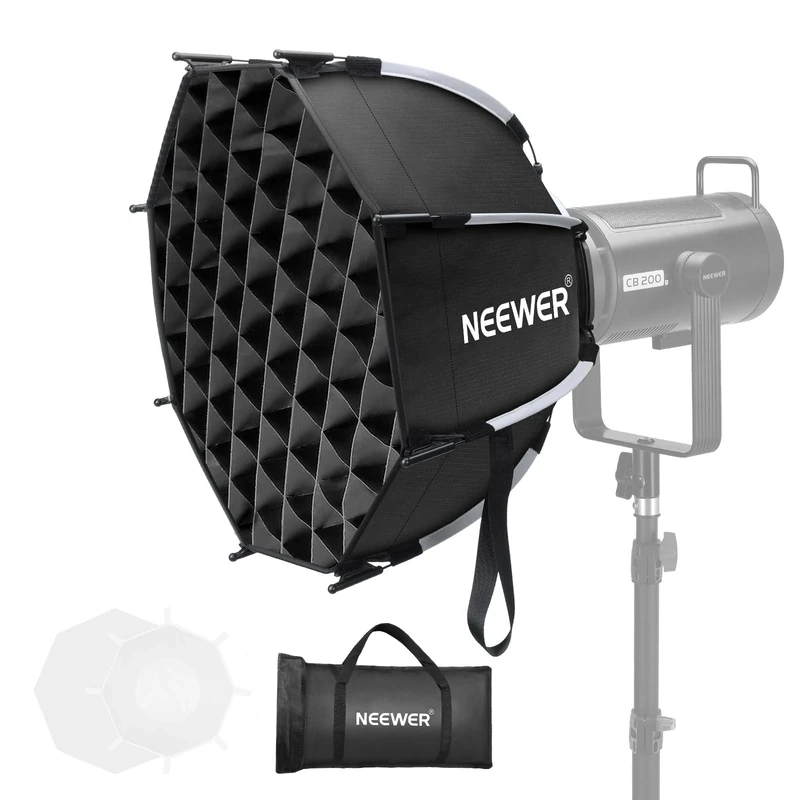 NEEWER Octagonal Softbox Kit, 17.7" Parabolic Soft Box with Light Diffusers for Studio Photography Video Recording Streaming Lighting Compatible with Aputure 120d Compatible with Godox SL60w, NS45P
