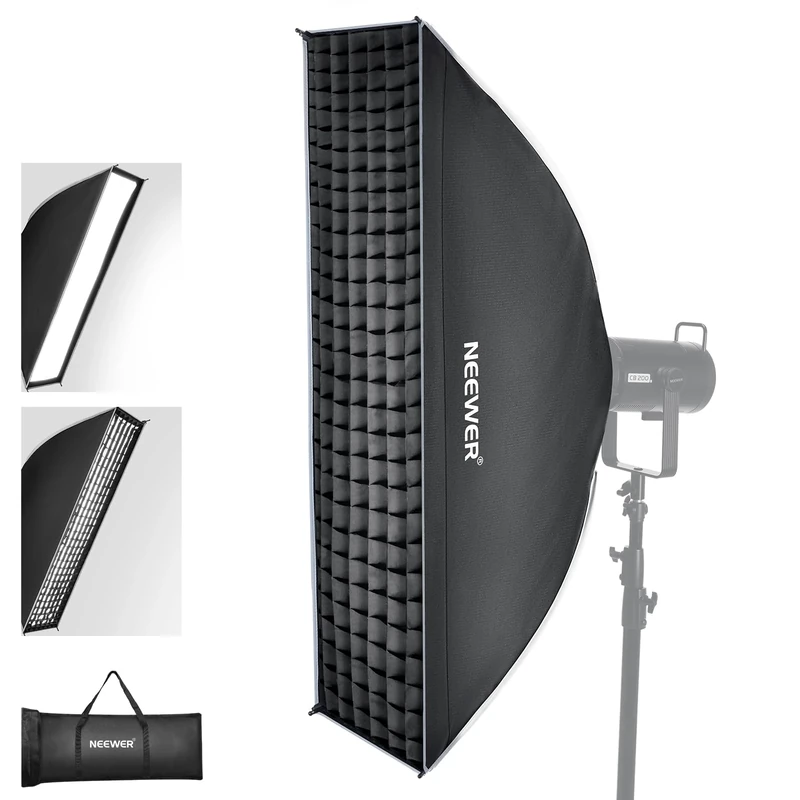 NEEWER Rectangular Softbox Kit, 12"x47" Strip Soft Box with Light Diffusers for Studio Photography Video Recording Streaming Lighting Compatible with Aputure 120d Compatible with Godox SL60w, NS94P