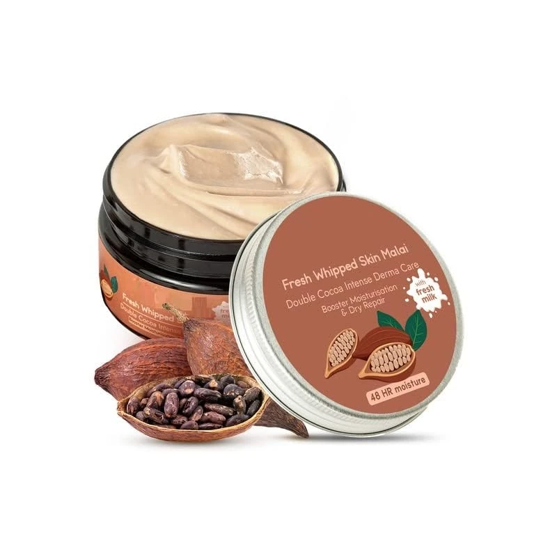Double Cocoa Moisturiser | Skin Malai Body Cream with Shea & Cocoa Butter + Milk | Cold Cream for Winter & Extreme Dry Skin | 48HR Moisture Body Butter Lotion | 120ml