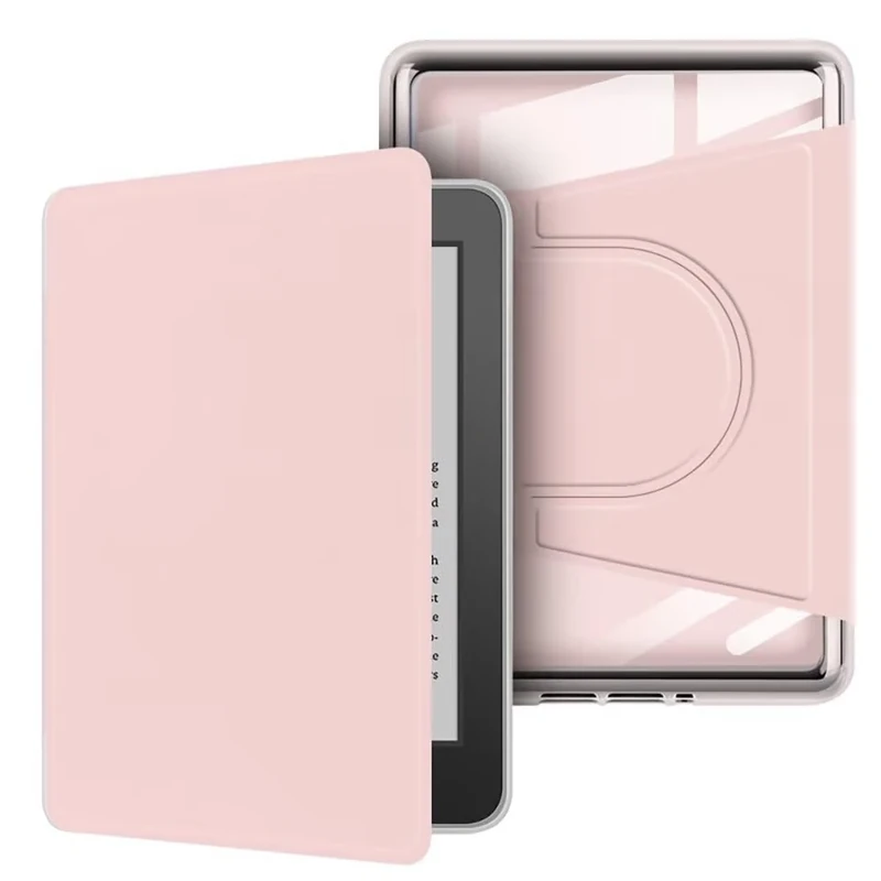 360° Rotating Magnetic Detachable Case with Stand & Auto Wake/Sleep for Kindle 8th Generation 6" (2016 Release) - Clear Back Cover, Pink
