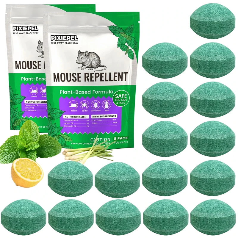 Mouse Repellent Balls, 40g Extra Strength Pest Control with Peppermint & Citronella Oil – Repels Mice, Rats, Roaches – Safe Indoor & Outdoor for Home, Car, Garage, Shed, Caravan, Boats – 16Pack