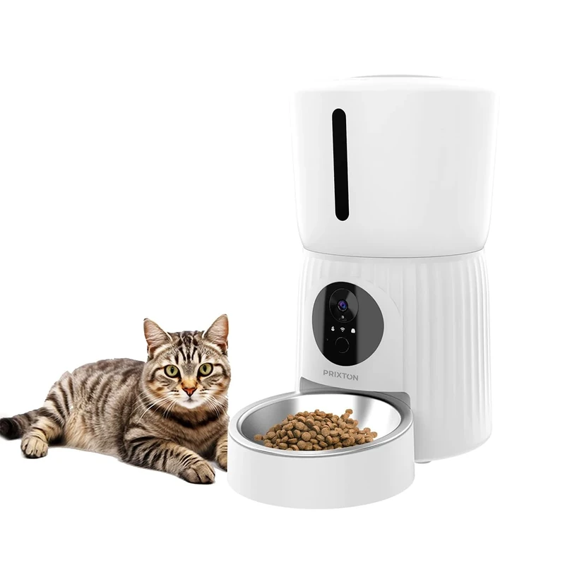 PRIXTON FF100 Automatic Pet Feeder with WiFi, Full HD Camera 1980x1080P, 4L Reservoir, Mobile App, Programmable, Two-Way Audio, Voice Recording
