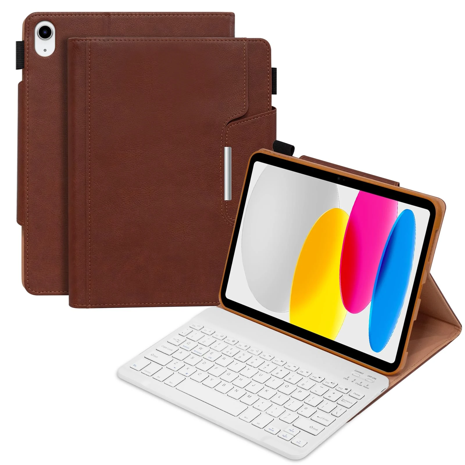 Case with Keyboard for iPad 11th Generation A16 11 inch 2025, UK layout Keyboard Case for ipad 10th Gen 2022, Slim Case with Detachable Bluetooth Keyboard and Pencil Holde for iPad 11/10 Gen, Brown