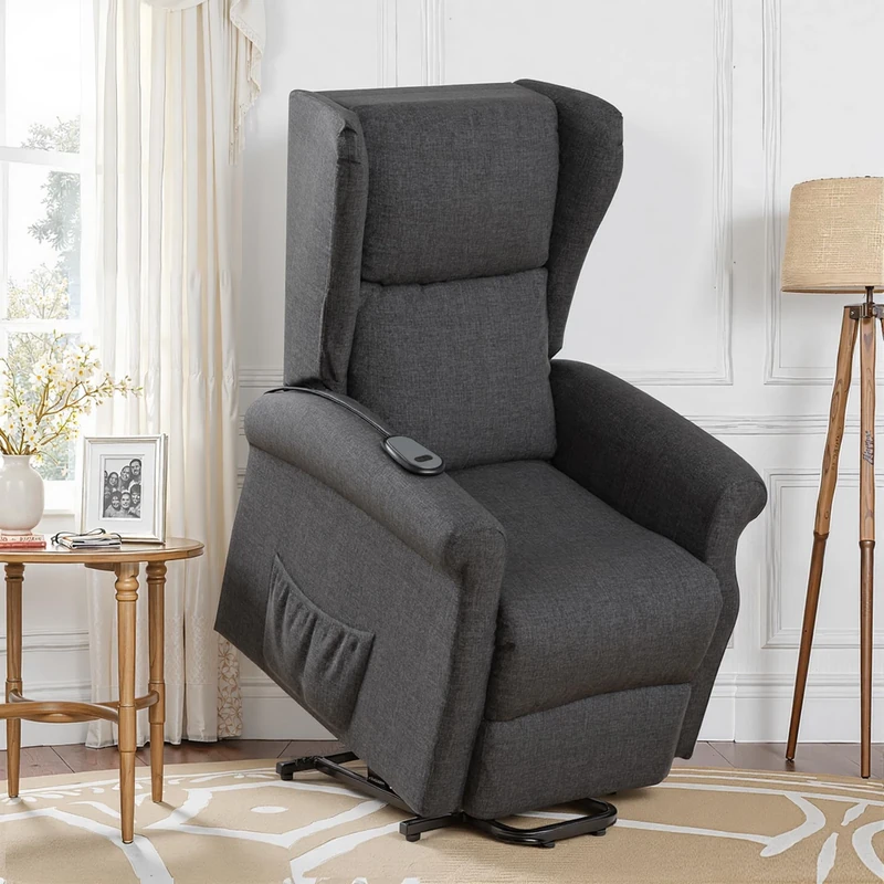 BonVache Electric Riser Recliner Chairs For the Elderly,Power Lift Assisted Standing Lounge Sofa Chair,Adjustable Leg Rest and with 2 Pockets,for Living Room Bedroom Home Theater Cafe,Dark Grey