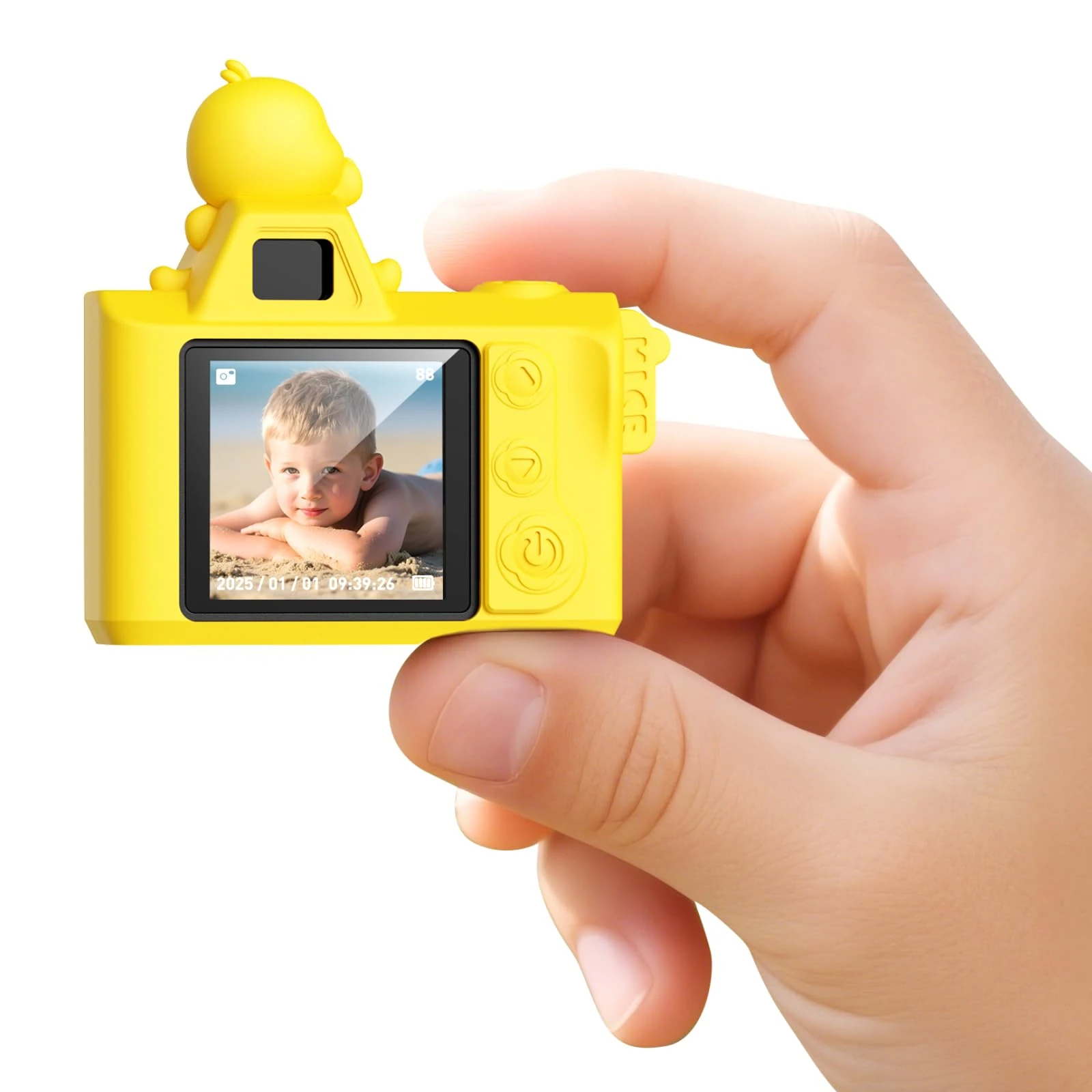 Mini Digital Camera,Maxmango 1080P HD Video-1.3'' & 64G Keychain Retro Vintage Small Camera with Cartoon Protective Case,Christmas Birthday Toy Gifts for 3 4 5 6 7 8 9 10 Year Old Girl Boy Kids