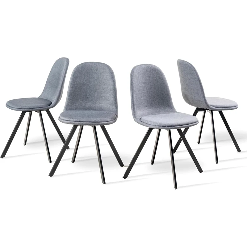 HOMYLIN 4-Pack Reception Chairs, Fabric Upholstery with Sturdy Black Metal Legs, Versatile for Waiting Areas and Modern Offices, Comfortable Seating Solution, Grey