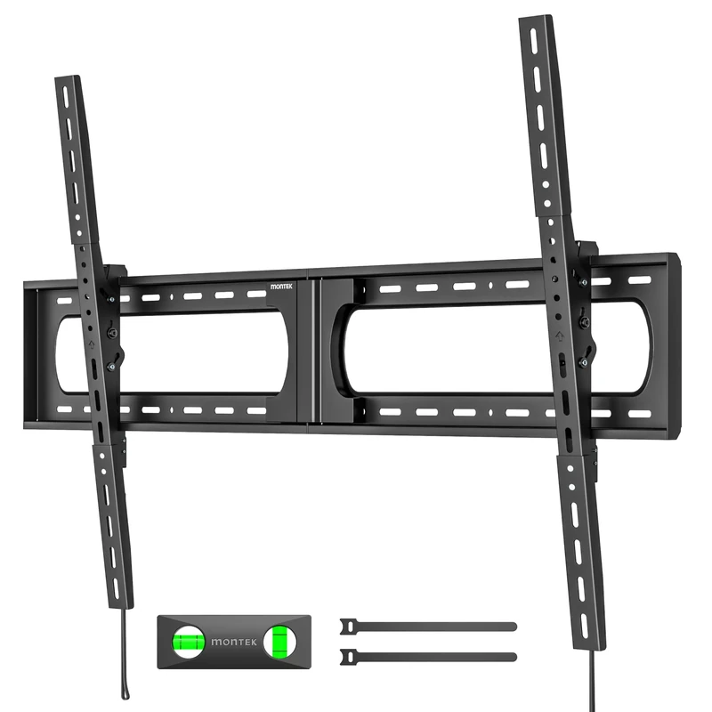 monTEK TV Wall Bracket, Extra Large Tilting TV Wall Mount for 37-140 Inch Flat & Curved TVs up to 136kg, Ultra Slim TV Bracket, Fits 16"/18"/24" Studs, Max VESA 1200×800mm, TM1007W-XLT