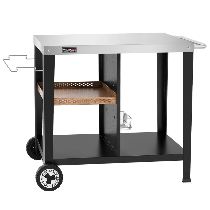 Royal Gourmet Outdoor Trolley for Plancha, Barbecue Trolley with Stainless Steel Table Top 85 x 50 cm, Vintage Industrial Style, Suitable for Kitchen and Garden