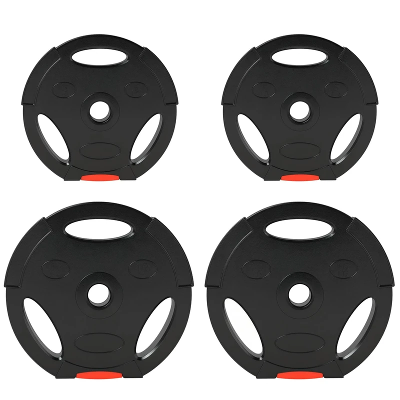 SPORTNOW Weight Plates Set, Barbell Plates Disc with 1" Holes, for Home Gym, Weight Lifting Strength Training, 2 x 10kg, 2 x 5kg, Black