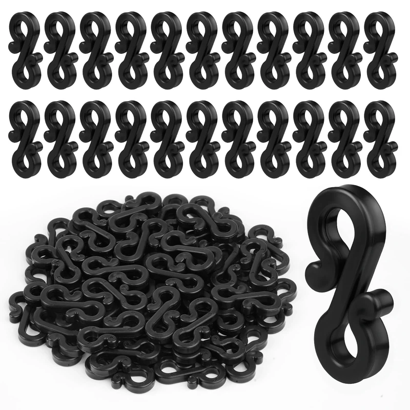 Gutter Hooks for Outdoor Lights, 60 Pcs Gutter Clips for Christmas Lights, Black Mini Plastic S Clips Hanger for Outdoor Christmas String Light, Icicle Fairy Light