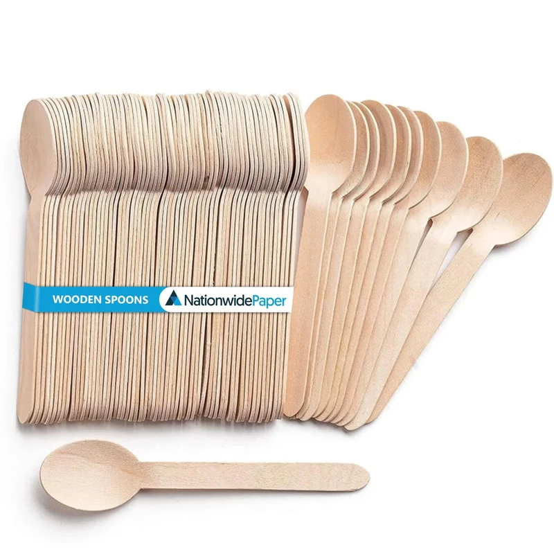 Nationwide Paper Disposable Wooden Cutlery Set of Forks, Knives, Spoons and Sporks (5000, Spoons)