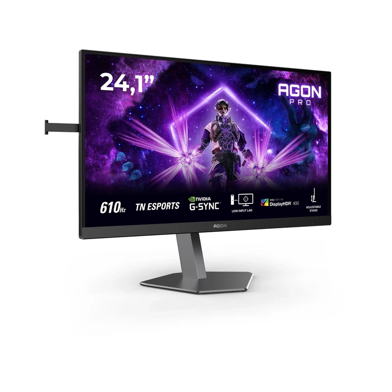 AOC AGON AG246FK6 24 Inch FHD Gaming Monitor, 610Hz, TN eSports, 0.5ms GtG, Adaptive Sync, HDR400, Height Adjustment, G-Sync Comp., (1920x1080,HDMI 2x 2.1,DP 1x 1.4 USB Hub) Black/Grey