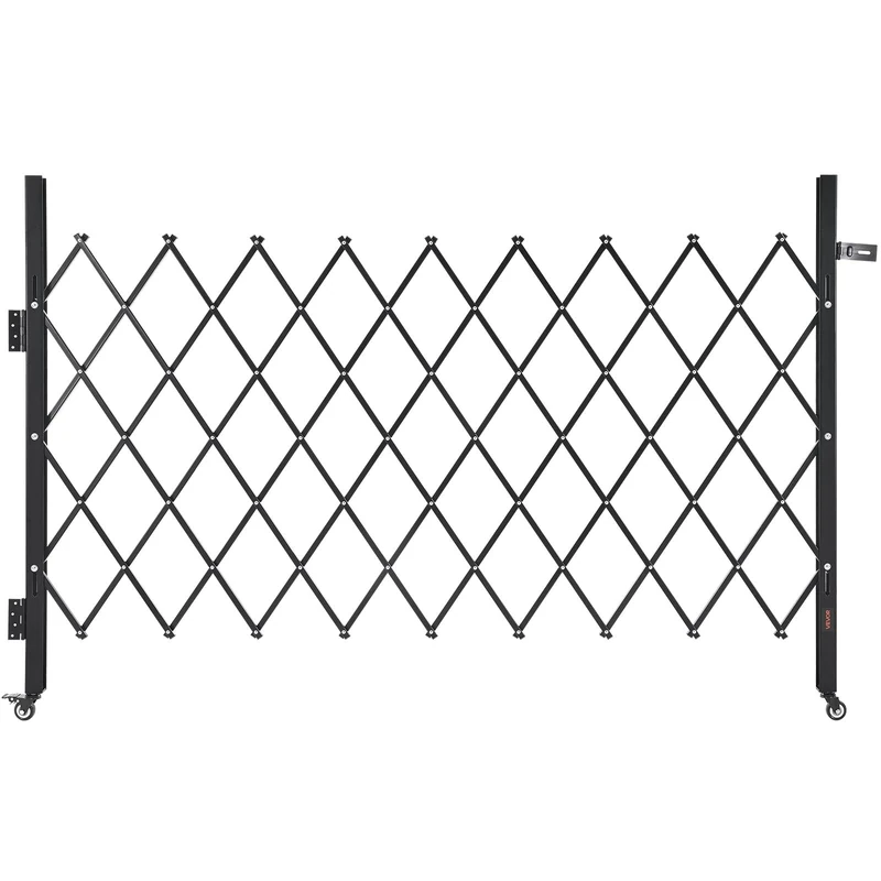 VEVOR Single Folding Security Gate, Lockable Scissor Gate with 360° Swivel Casters, Outdoor Barricade Steel Retractable Gates, for Entry Security, Garage, Warehouse & Pool, 74.80 x 51.57 in (W x H)