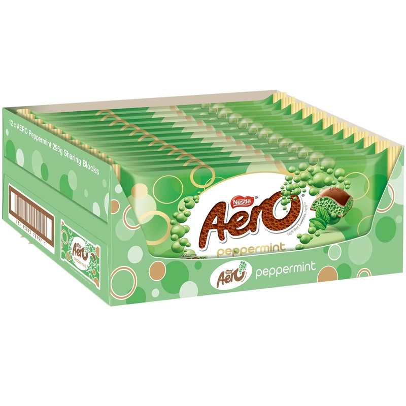 Aero Peppermint Gifting Block | 295g of Bubbly Milk Chocolate with Refreshing Peppermint Flavour | Large Sharing Bar for Gifting & Festive Indulgence