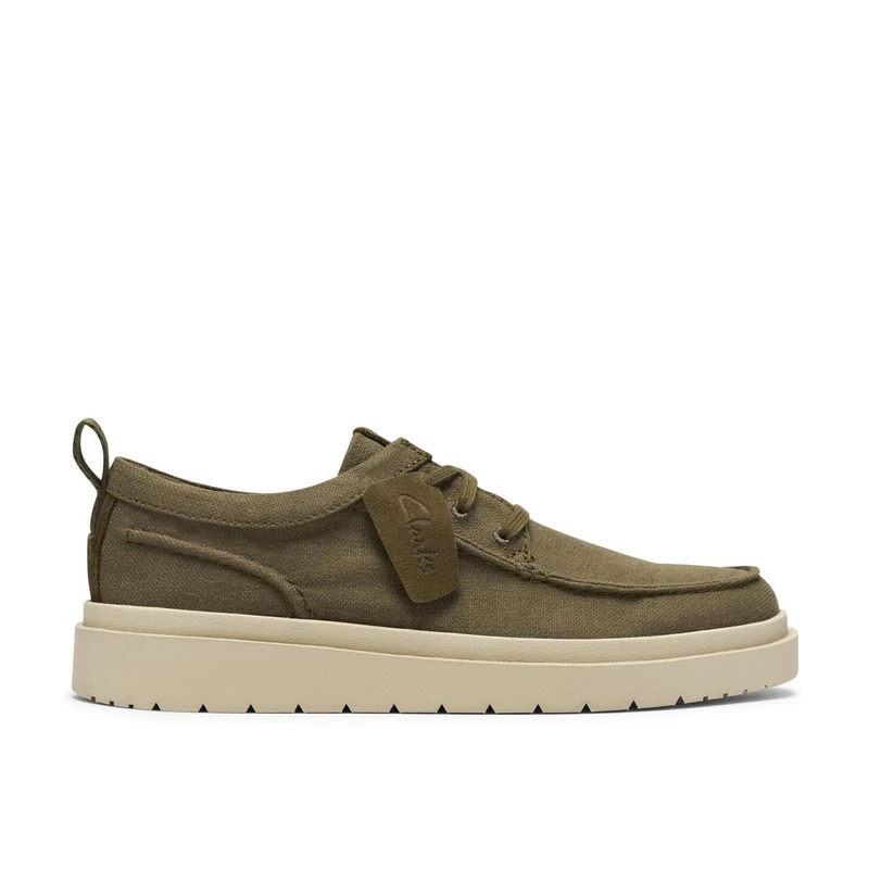 Clarks Polden Moc Mens Olive Canvas, 7.5