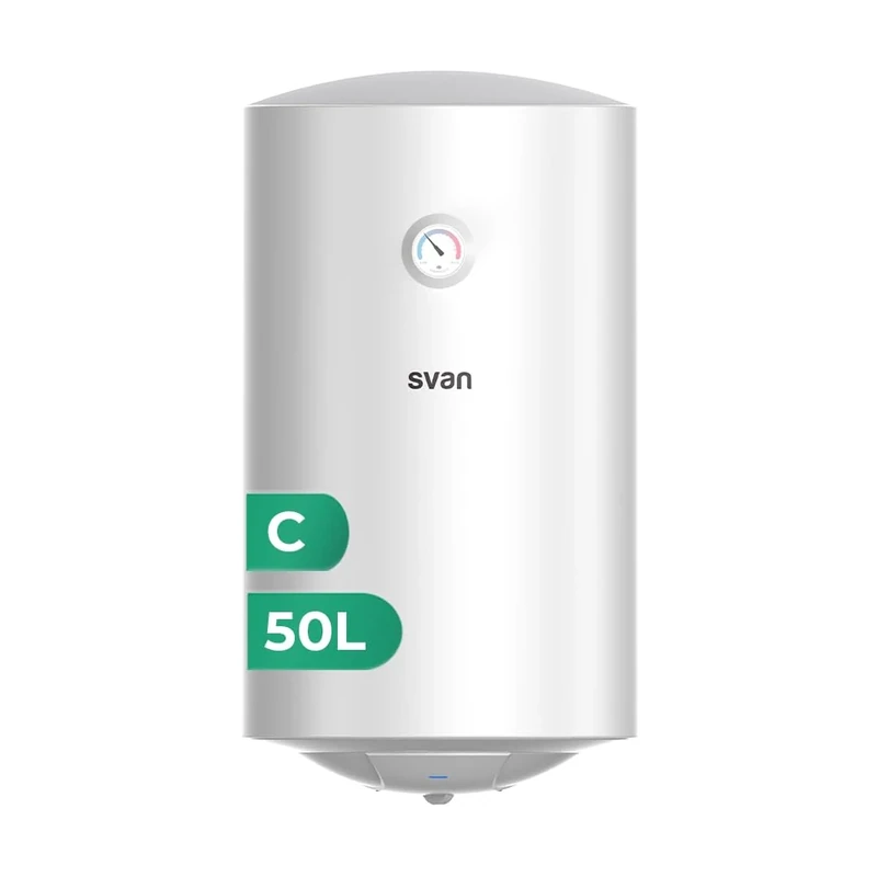 Svan ST5001S Electric Flow-Through Water Heater, Vertical 50 litres, Vertical Installation, 1500 W, Including Mounting Kit, Stainless Steel Resistor, White, Energy Efficiency Class C