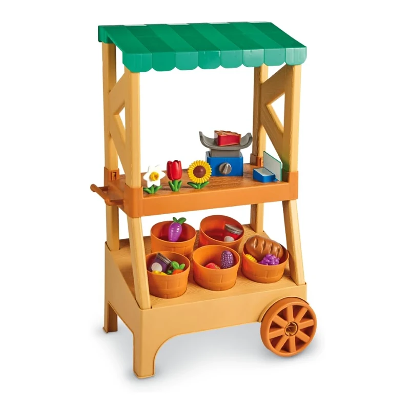 Learning Resources Sprouts My First Farmstand, Pretend Play Farm Shop, Portable Kids Shopping Play Set, Play Food Set For Childrens Kitchen, Ages 2 Plus