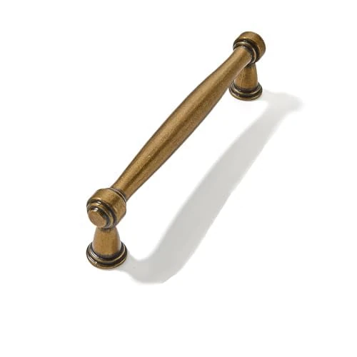 CABDM 10 Pack 3-3/4inch(96mm) Center to Center Antique Brass Cabinet Pulls Handles for Cabinets Cupboard Solid Heavy Duty Drawer Handles Dressers Kitchens bedrooms