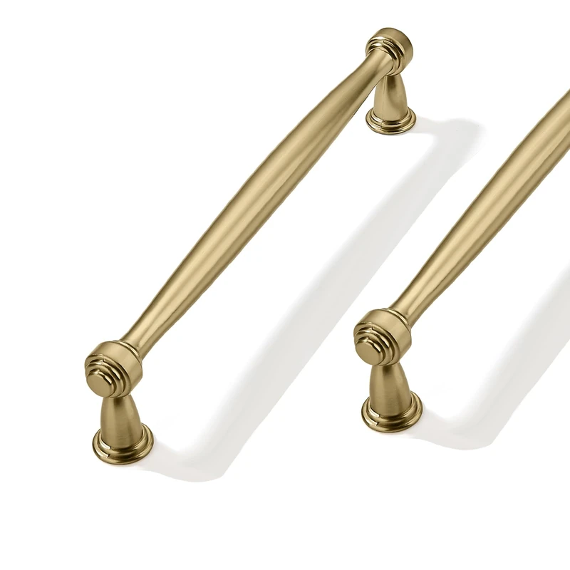 CABDM 10 Pack 6-1/4 Inch(160mm) Center to Center Brushed Brass Cabinet Pulls Satin Brass Handles for Cabinets Cupboard Solid Heavy Duty Drawer Handles Dressers Kitchens bedrooms