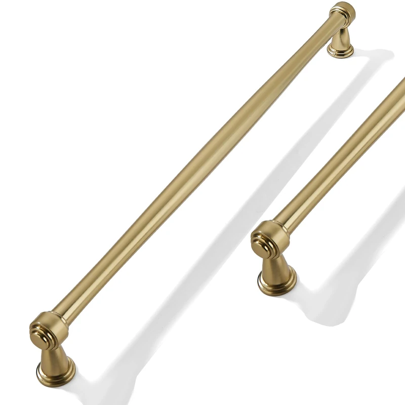 CABDM 5 Pack 12inch(305mm) Center to Center Brushed Brass Cabinet Pulls Handles for Cabinets Cupboard Solid Heavy Duty Drawer Handles Dressers Kitchens bedrooms