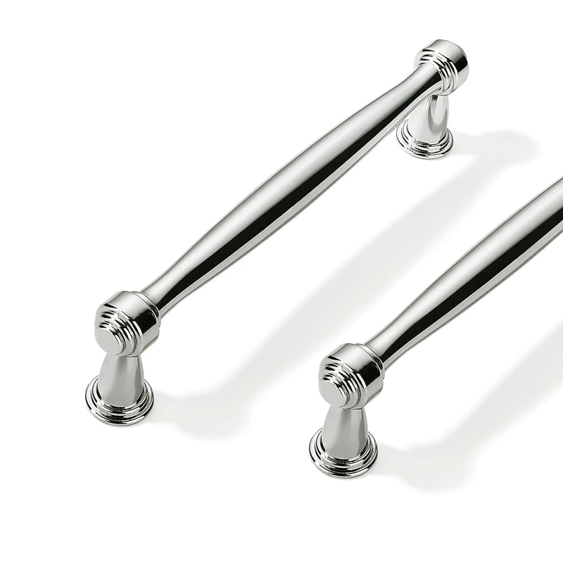 CABDM 10 Pack 5inch(128mm) Center to Center Vibrant Polished Nickel Cabinet Pulls Handles for Cabinets Cupboard Solid Heavy Duty Drawer Handles Dressers Kitchens bedrooms