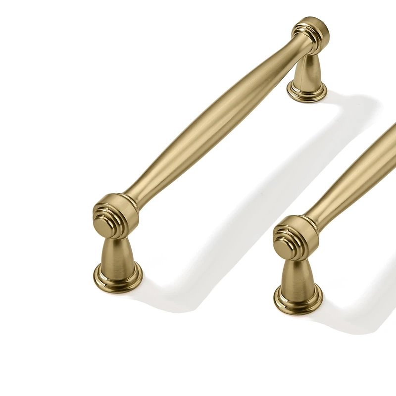 CABDM 10 Pack 5inch(128mm) Center to Center Brushed Brass Cabinet Pulls Handles for Cabinets Cupboard Solid Heavy Duty Drawer Handles Dressers Kitchens bedrooms