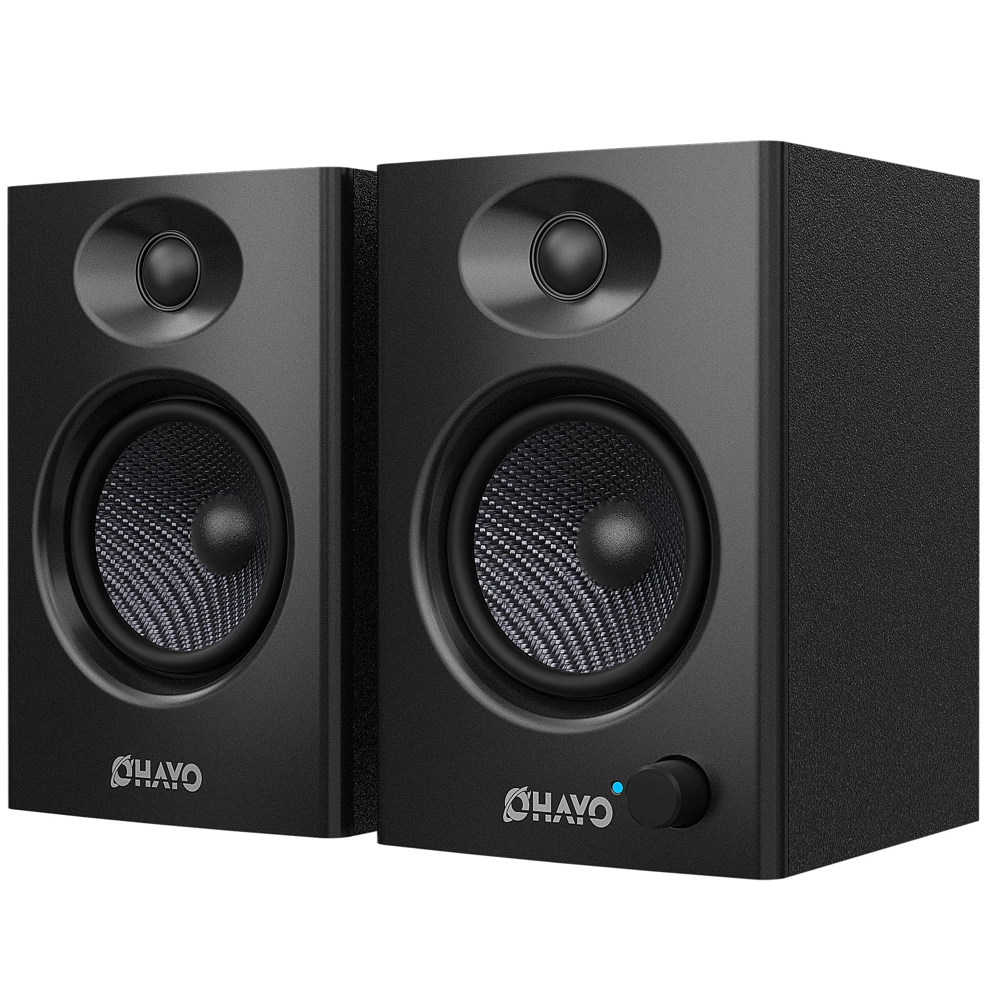 OHAYO C6 Bookshelf Speakers with 60W Peak Power, Stereo 2.0, Active Bluetooth 5.3, RCA/AUX/USB Input,Integrated Sound Card for Music and Gaming, PC Speakers for Desktop PC,TV or Laptop, Black