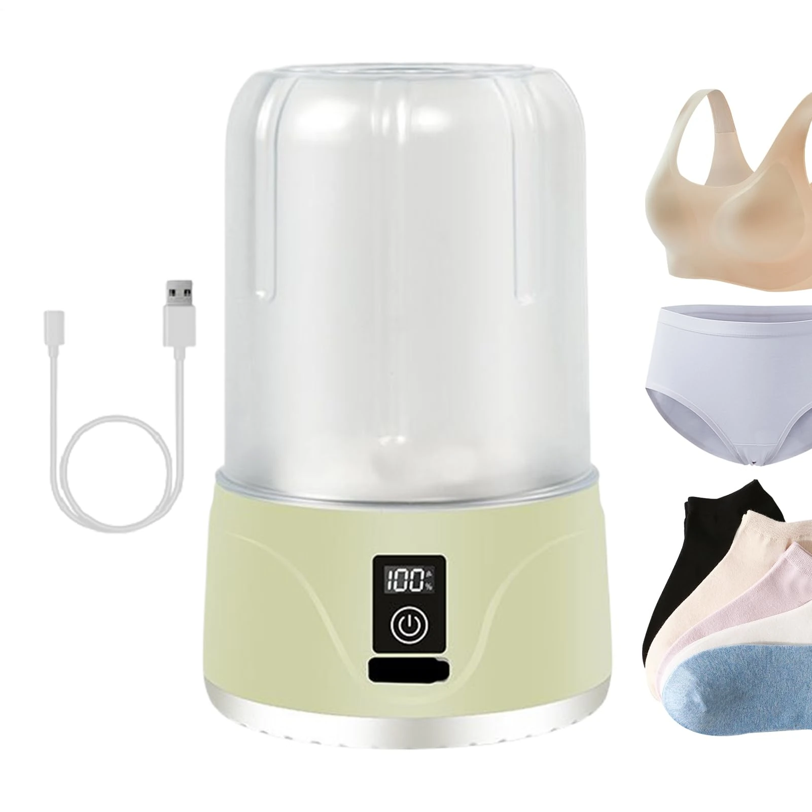 Underwear Washer Machine, Portable Undergarment Washer, Mini Rechargeable Laundry, Adjustable Cleaning Modes, Compact Size, 2000mah, For Socks Undergarments