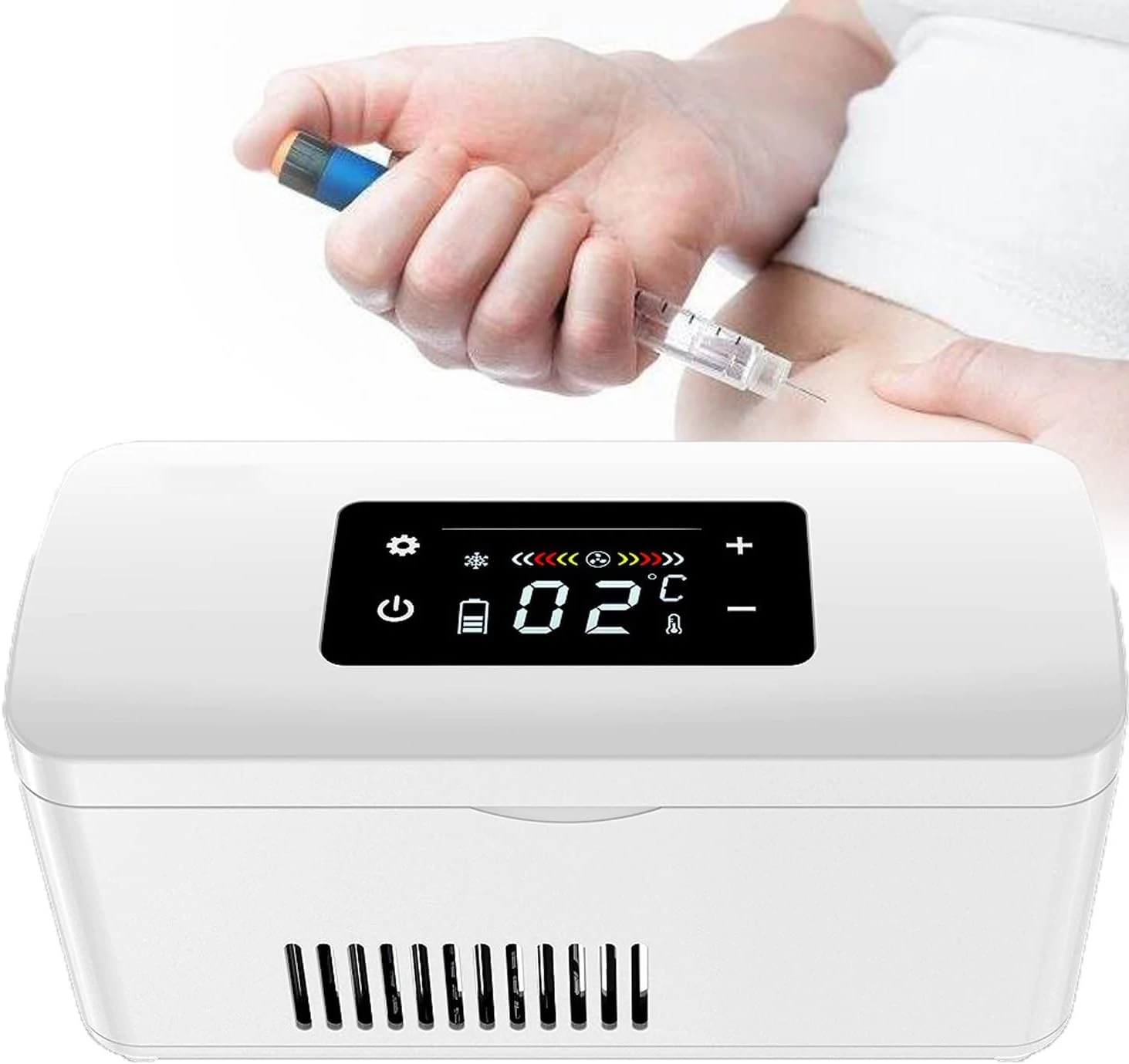 Ksaipx Insulin Refrigerator, Medicine Refrigerator with Digital Display Temperature Adjustment 2-8℃, High resolution LCD touch screen, Suitable for Home, Office, Travel,White