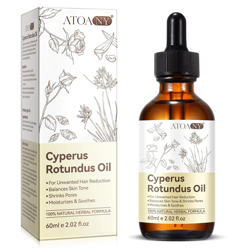 Cyperus Rotundus Oil 60 ml, Natural Cyperus Rotundus Oil for Hair Removal, Inhibits Hair Growth, Reduces Body Unwanted Hair Growth, Moisturizes & Soothes Skin, Shrink Pores, for All Skin Types
