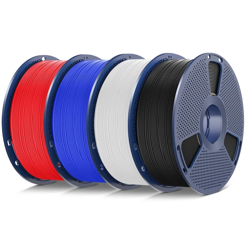 SUNLU TPU 3D Printer Filament 1.75mm, High Speed 95A TPU Filament, 1KG Flexible 3D Filament for Fast Printing, Dimensional Accuracy +/- 0.03mm, Suitable for Most FDM 3D Printers. (TPU BK+WT+BL+RD)