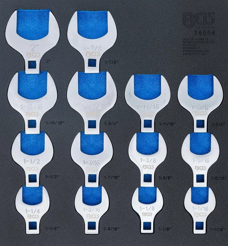 BGS 74564 | Tool Tray 2/3: Crowfoot Spanner Set | 12.5 mm (1/2") Drive | Inch Sizes | 14 pcs.