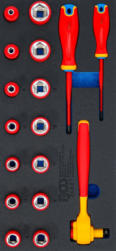 BGS 35867 | Tool Tray 1/3: VDE Socket and Screwdriver Set | 10 mm (3/8") Drive | 17 pcs.