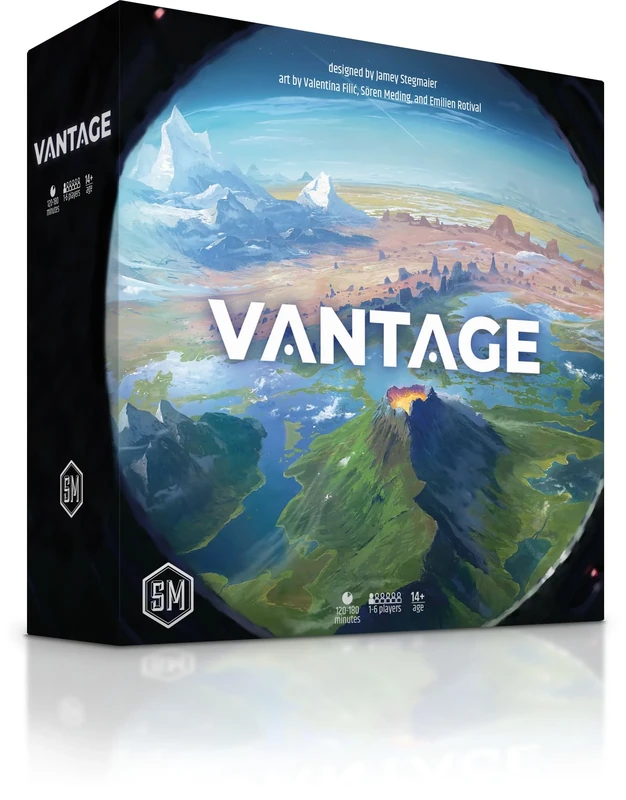 Stonemaier Games | Vantage | Cooperative Open World Board Game | Ages 14+ | 1-6 Players | 120-180 Minutes Playing Time