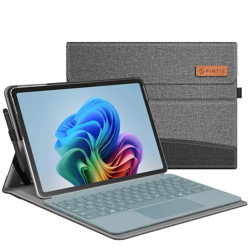FINTIE Case for Microsoft Surface Pro 12 Inch 1st Edition (2025), Multiple Angle Viewing Portfolio Business Cover with Pocket & Stylus Holder, Compatible with Type Cover Keyboard, Grey/Black