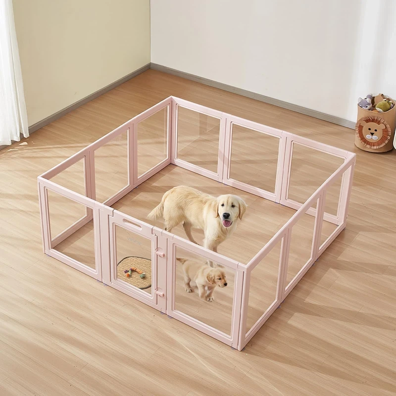 VEVOR Dog Whelping Box, 60x59x23 in Transparent Plastic Dog Whelping Pen for X-Large Sized Dogs, Waterproof Puppy Playpen with Windows&Door Lock, Easy to Clean, Durable Indoor Pet Dogs Cats Birth Kit