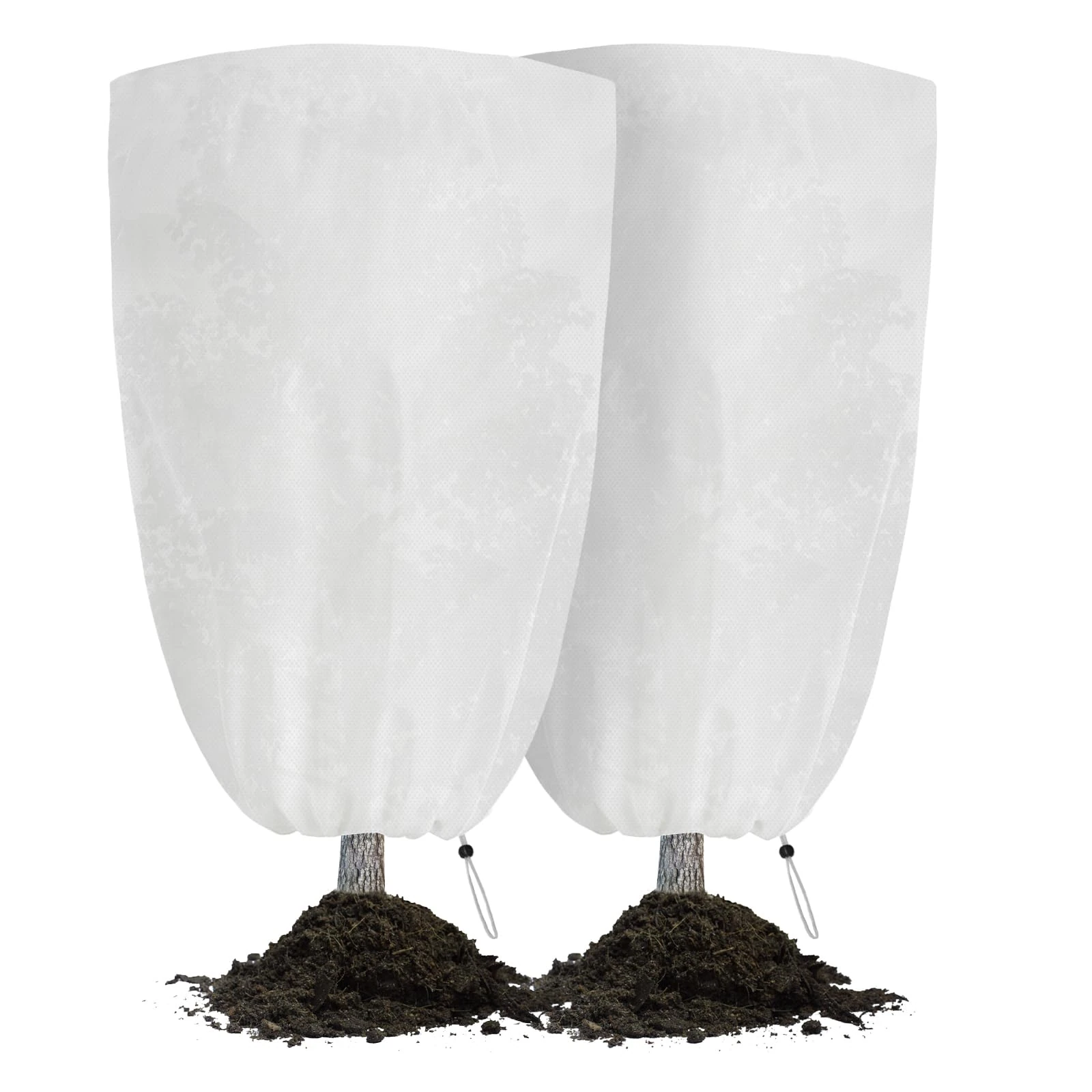 Velway Plant Fleece Frost Protection Cover 2PCS 120 x 180 cm 80gsm Garden Fleece Jacket Frost Blankets Tree Covers Jackets with Zipper Drawstring for Winter Outdoor Plants Protection