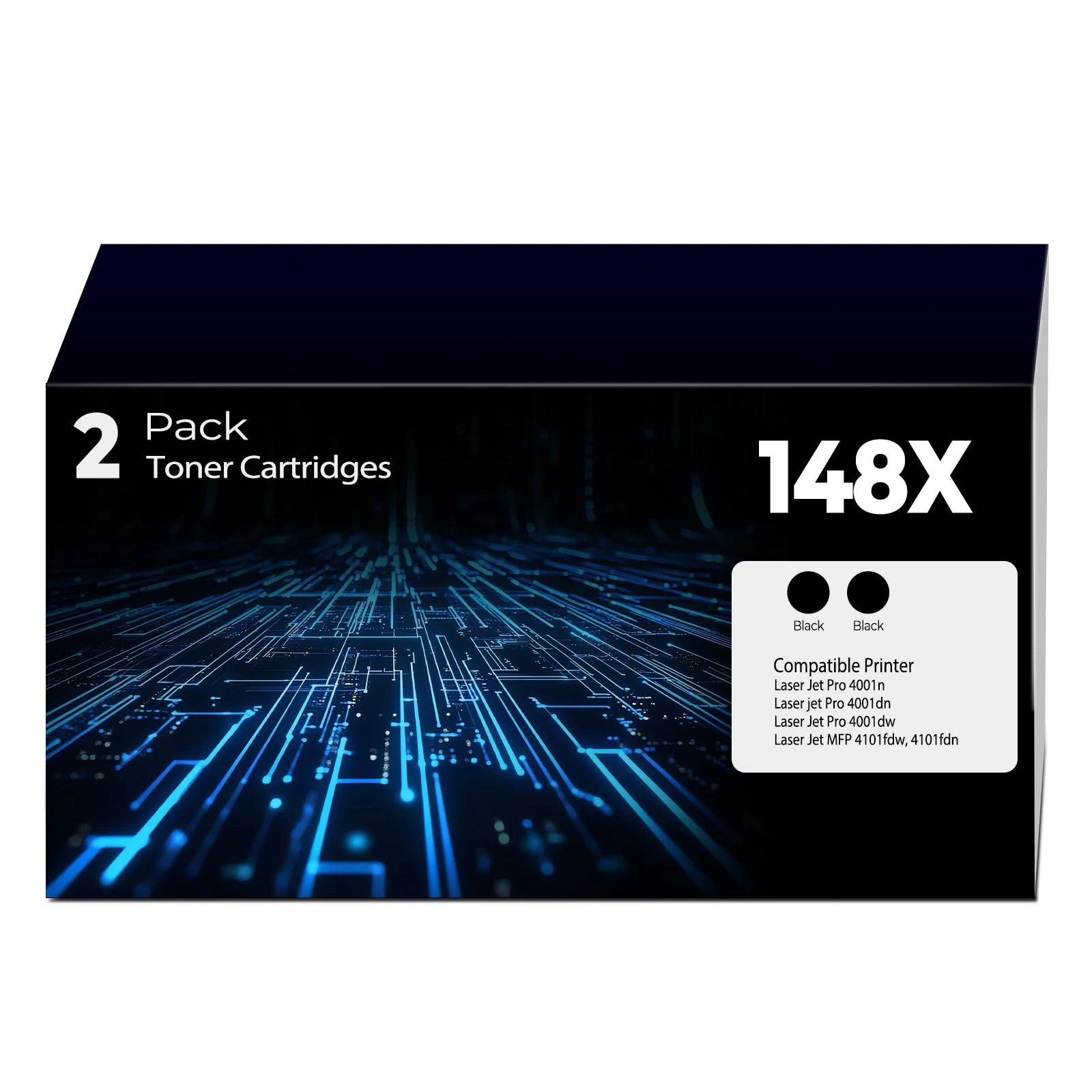 148X Black High Yield Toner Cartridge W1480X 4001n 4101fdw 4001dn Toner 2 Pack Replacement for HP 148X 148A Toner Cartridges HP148X Work with HP Laser Jet Pro 4001n 4001dn 4001dw MFP 4101fdw 4101fdn